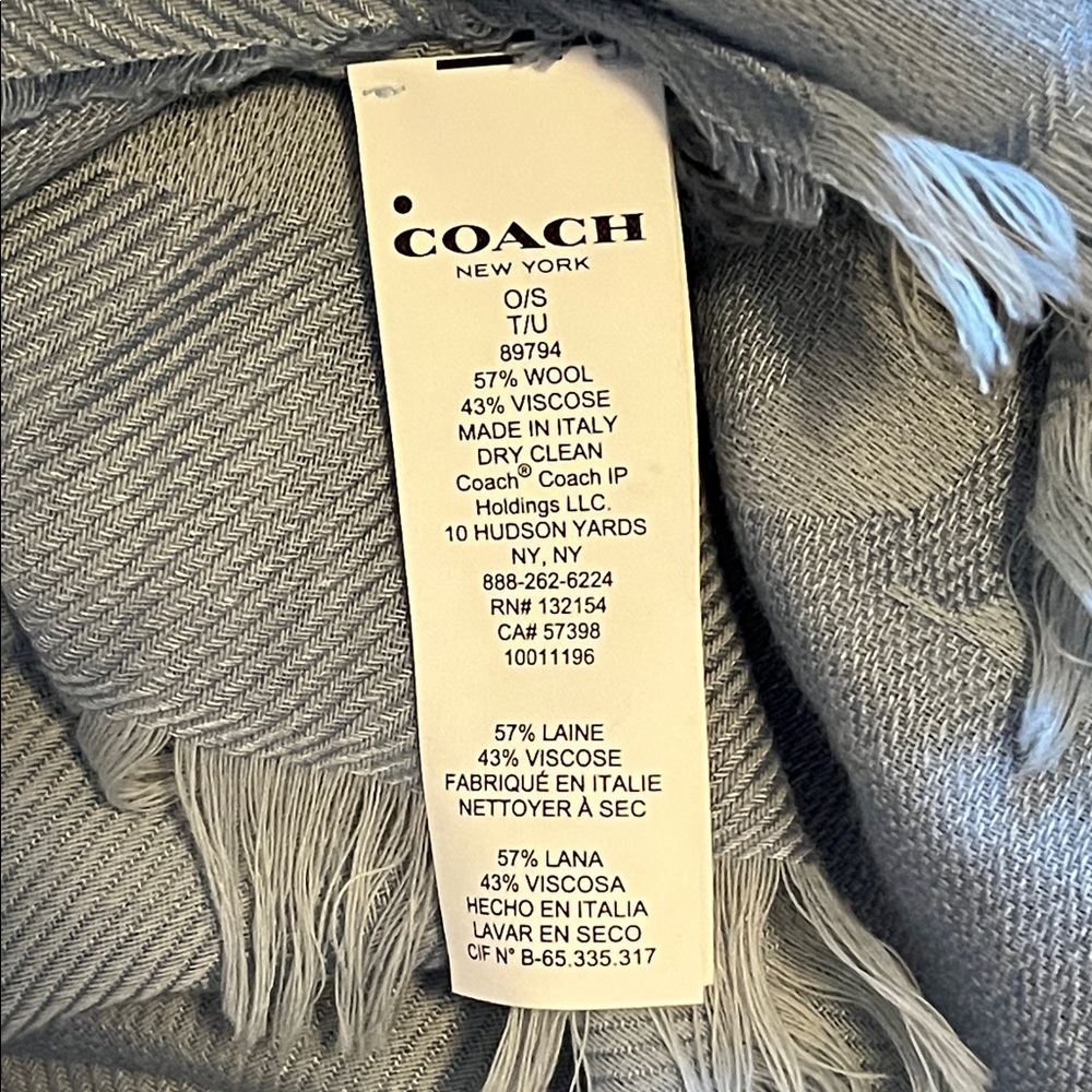Coach Light Blue Fringe Shawl - Picture 7 of 10